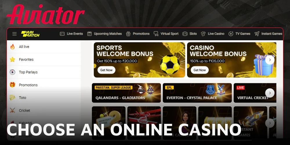 Choose an online casino to play Aviator game