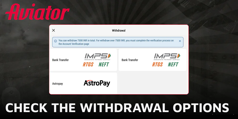 Check the Aviator withdrawal options