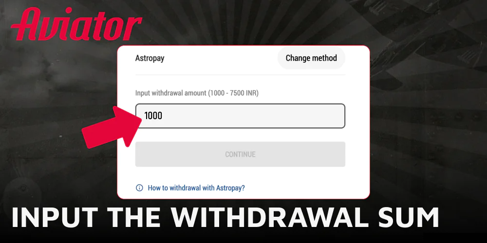 Input the Aviator withdrawal sum
