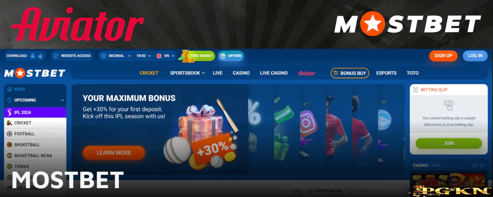 Aviator registration in Mostbet online casino in India