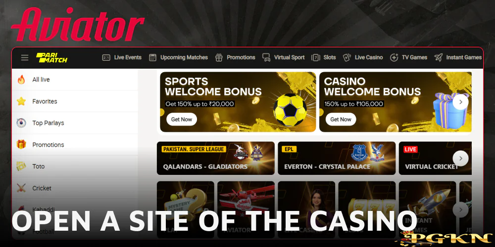 Open a site of the casino to start playing Aviator demo