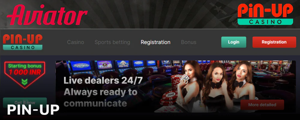 Aviator registration in Pin-Up online casino in India