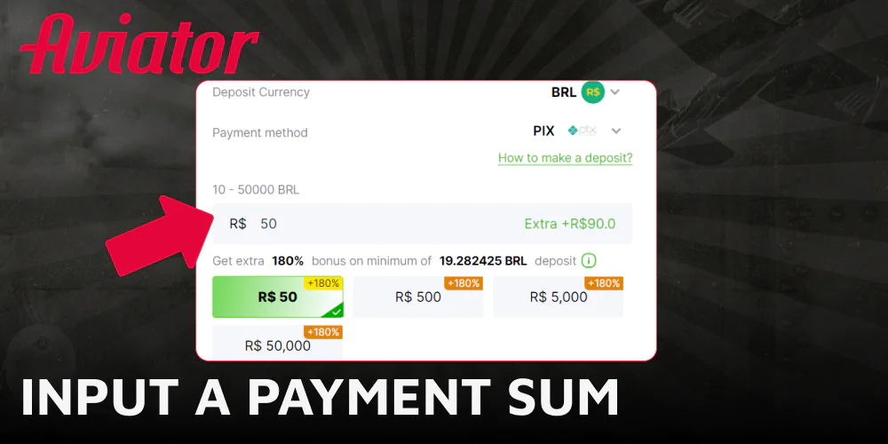 Input a payment sum you want to spend on Aviator game