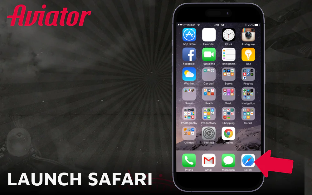 Launch Safari to start downloading the Aviator app