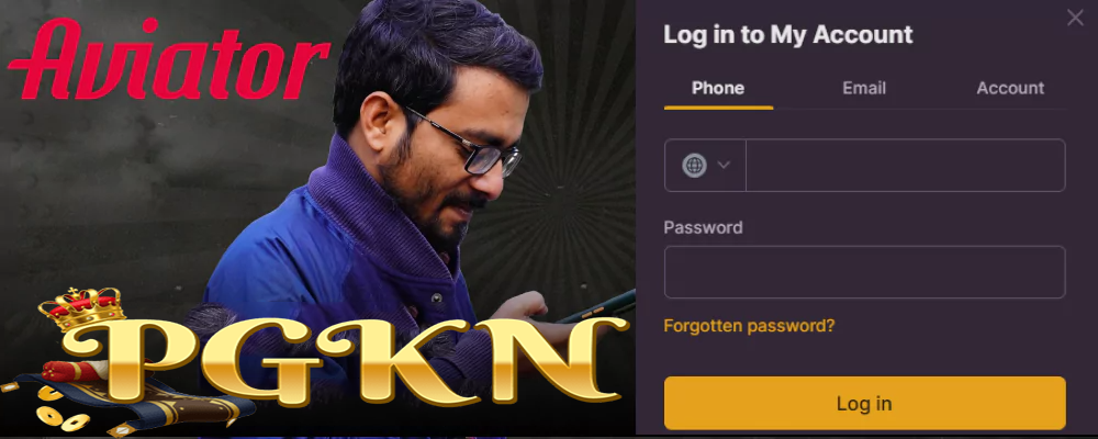 Instructions on logging into PGKN account for Aviator players from India